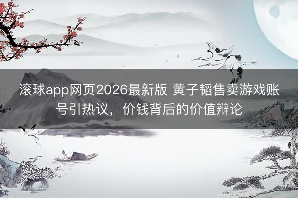 滚球app网页2026最新版 黄子韬售卖游戏账号引热议,价钱背后的价值辩论