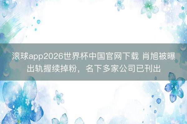 滚球app2026世界杯中国官网下载 肖旭被曝出轨握续掉粉,名下多家公司已刊出