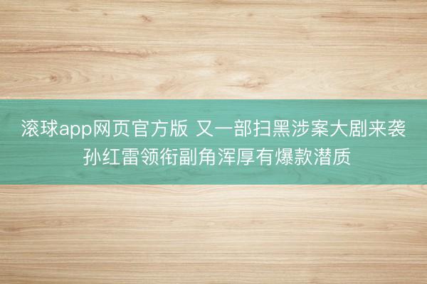滚球app网页官方版 又一部扫黑涉案大剧来袭 孙红雷领衔副角浑厚有爆款潜质