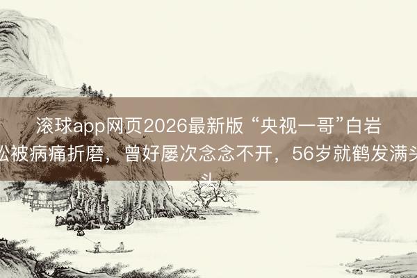 滚球app网页2026最新版 “央视一哥”白岩松被病痛折磨,曾好屡次念念不开,56岁就鹤发满头
