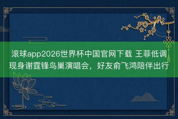 滚球app2026世界杯中国官网下载 王菲低调现身谢霆锋鸟巢演唱会,好友俞飞鸿陪伴出行