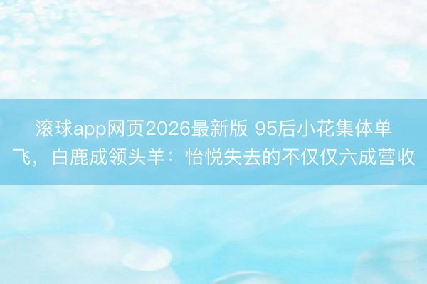 滚球app网页2026最新版 95后小花集体单飞，白鹿成领头羊：怡悦失去的不仅仅六成营收